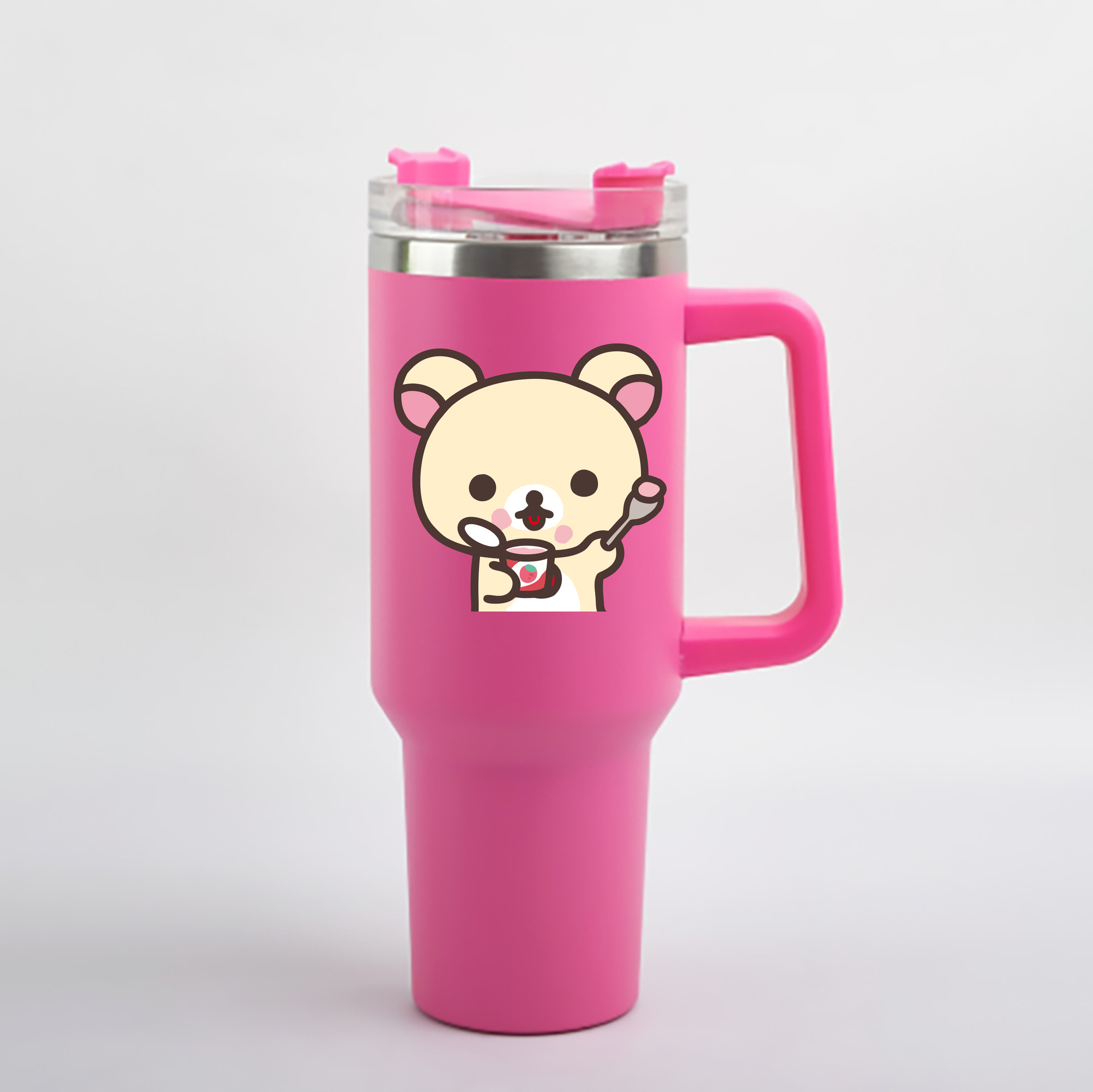 （画像用） リラックマ リラックマ キイロイトリ Rilakkuma Korilakkuma Kiiroitori 1200mL車用タンブラー - クリスタルステッカー（プラスチックストロー付き）